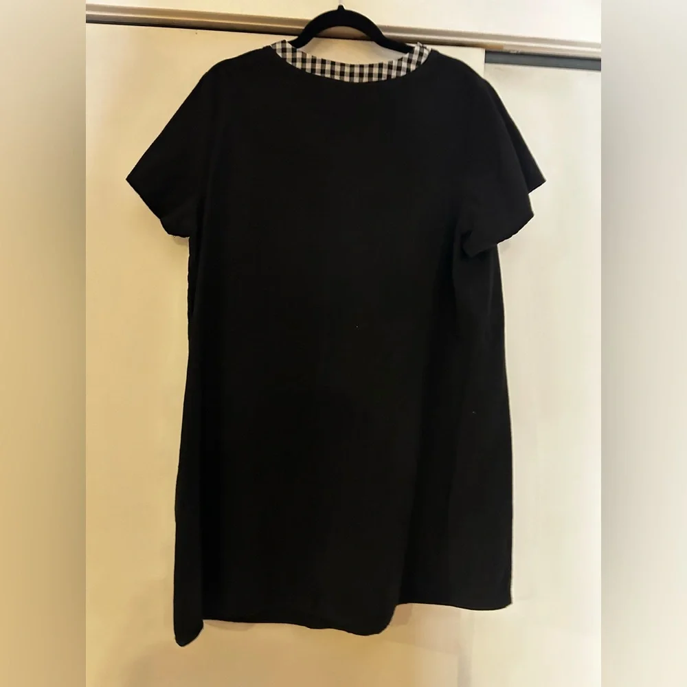 Black Dress with Checkered V-Neck